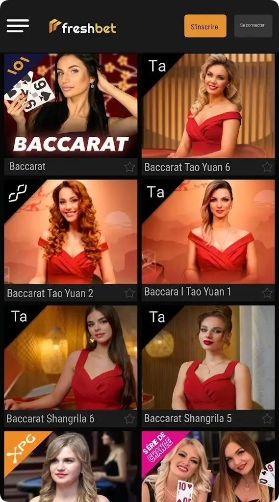 Baccara en direct Freshbet