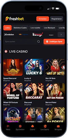 Freshbet Live Casino mit Spielen und Tischen