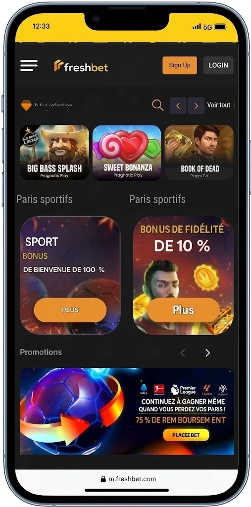 Avis sur l'application mobile Freshbet