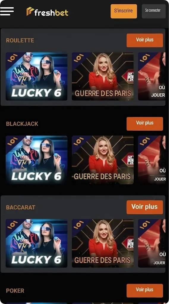 Casino en direct Freshbet