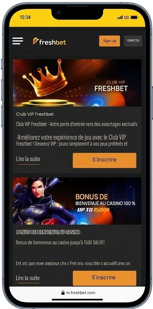 APK mobile Freshbet pour Android
