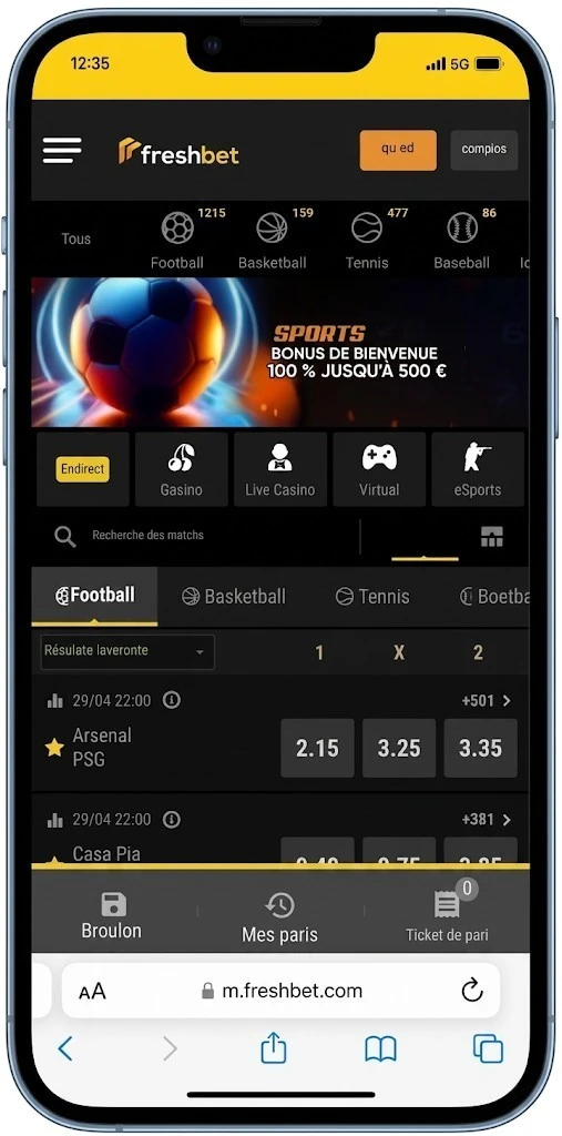Application mobile Freshbet