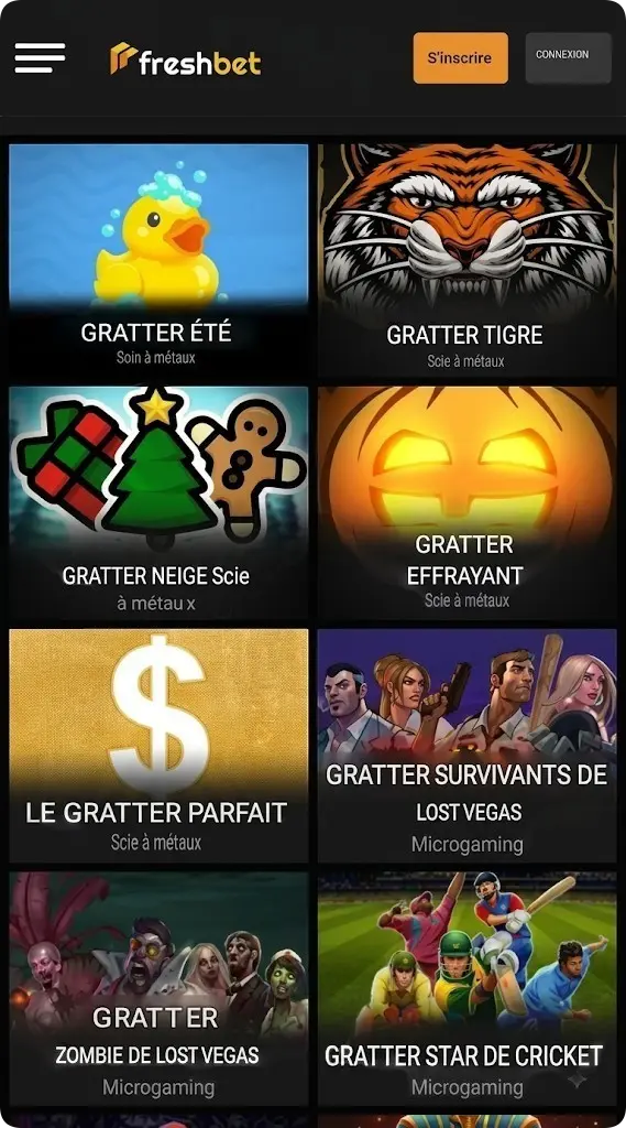 Cartes à gratter Freshbet